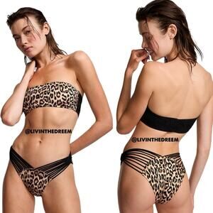 VICTORIA'S SECRET Archives Swim Macrame Bandeau Top XL & Macrame Bottoms M $120